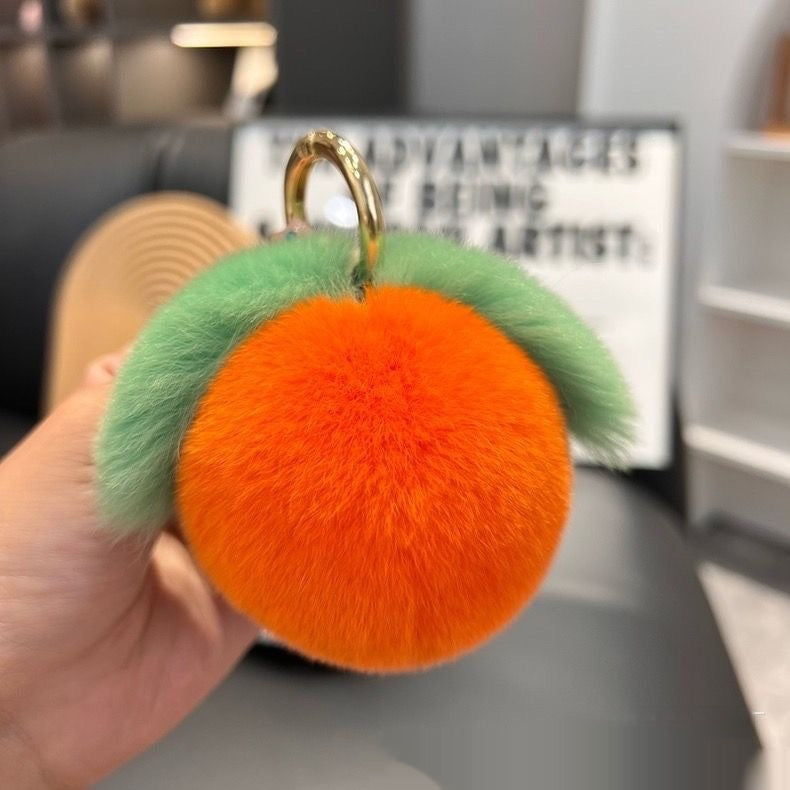 Peach Car Key Ring Pendant Plush Hang Decorations