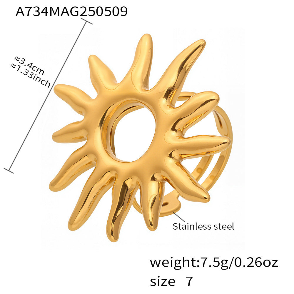 Golden Sun Ring Personalized Exaggerated Opening