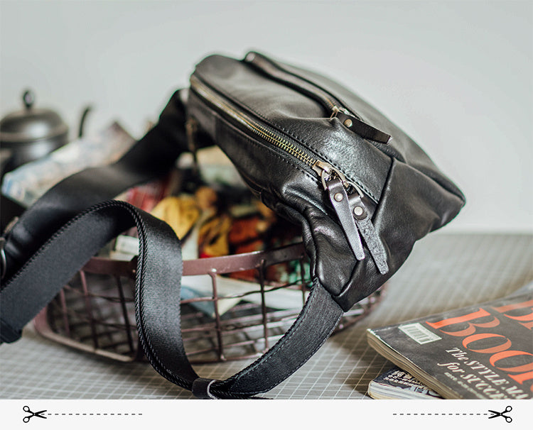 Black Leather Chest Bag