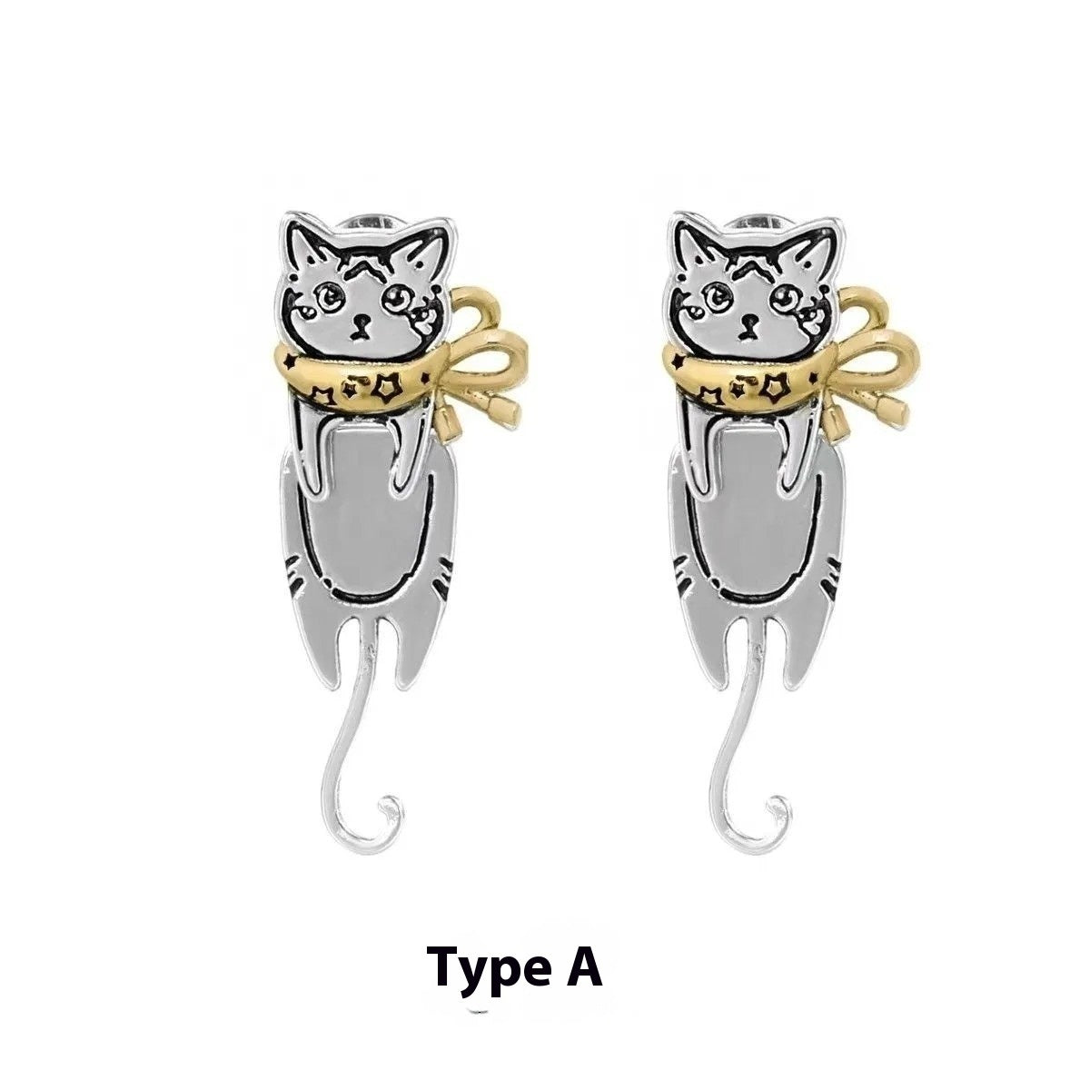 Graffiti Cat Earrings Original Niche Sweet Cool