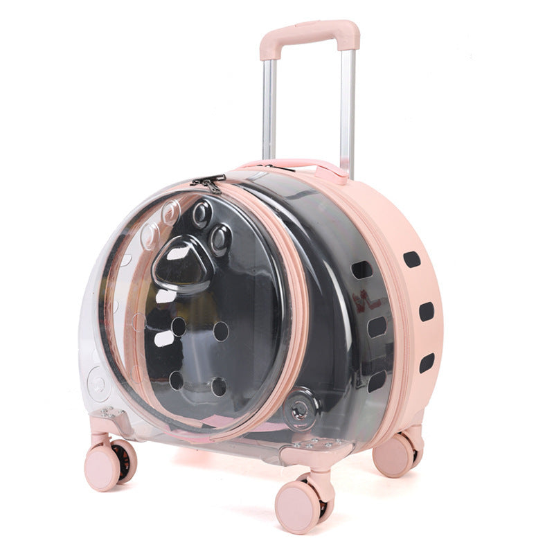 Large Capacity Universal Wheel Fully Transparent Pet Trolley Bag Breathable