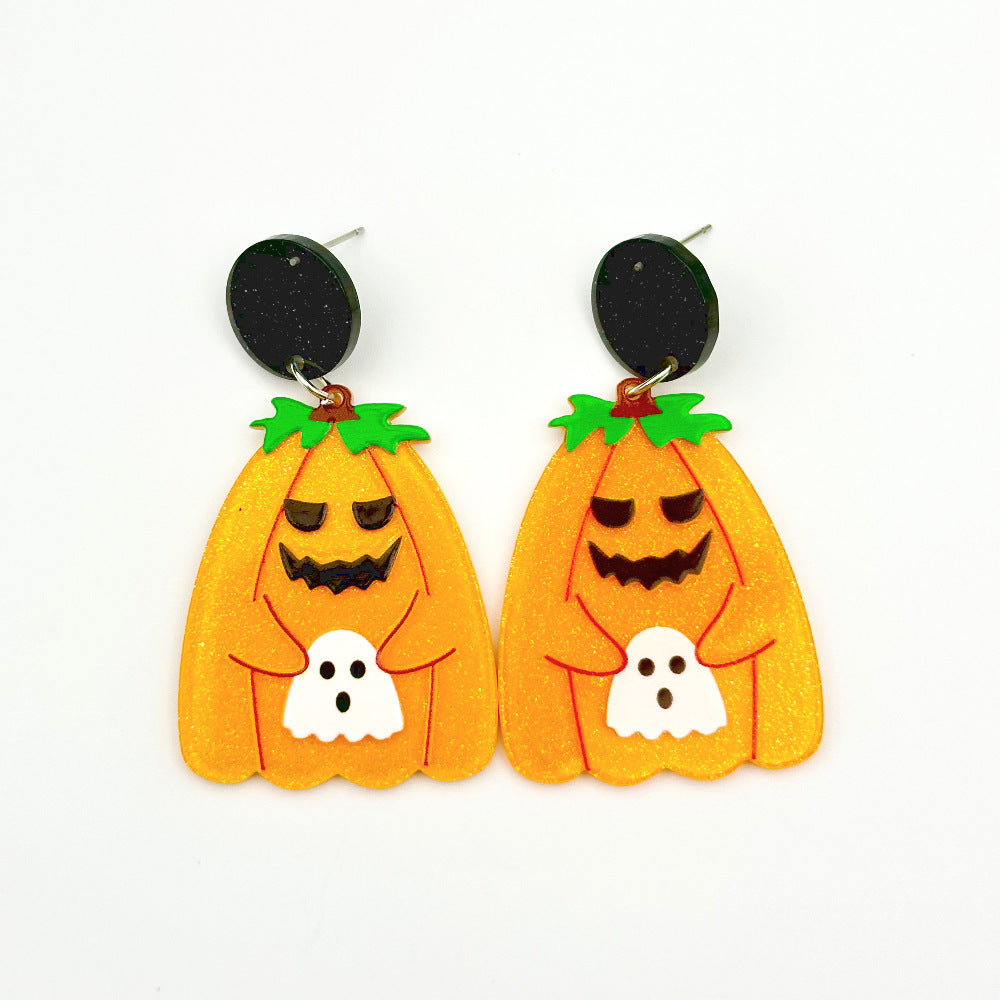 Halloween Day Ornament Colorful Ghost Eyes Funny Acrylic Earrings For Women