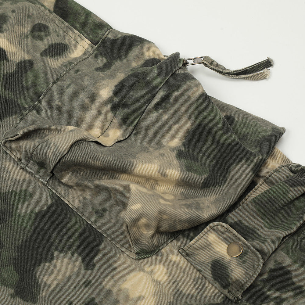 Mountain Outdoor Multi-pocket Workwear Tie-dye Camouflage Pants Men