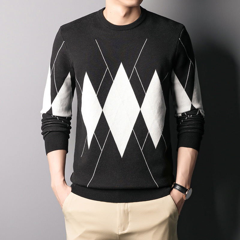 Plus Fleece Fake Two-piece Shirt Collar Men's Bottoming Shirt