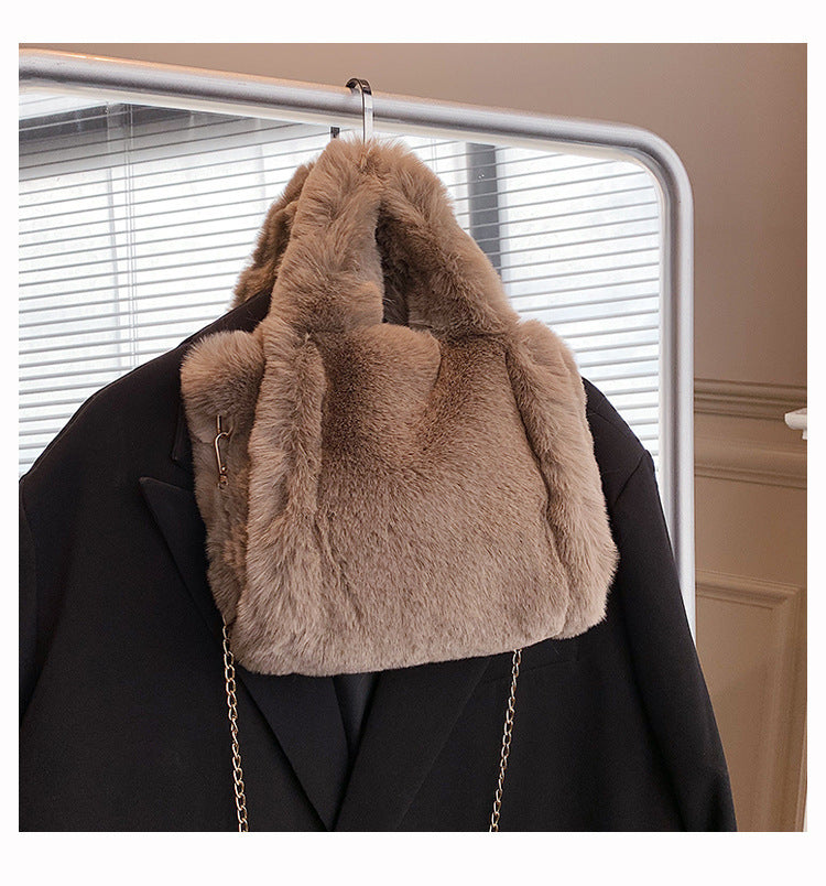 Wintertaschen Kette Plüsch Totes Bag