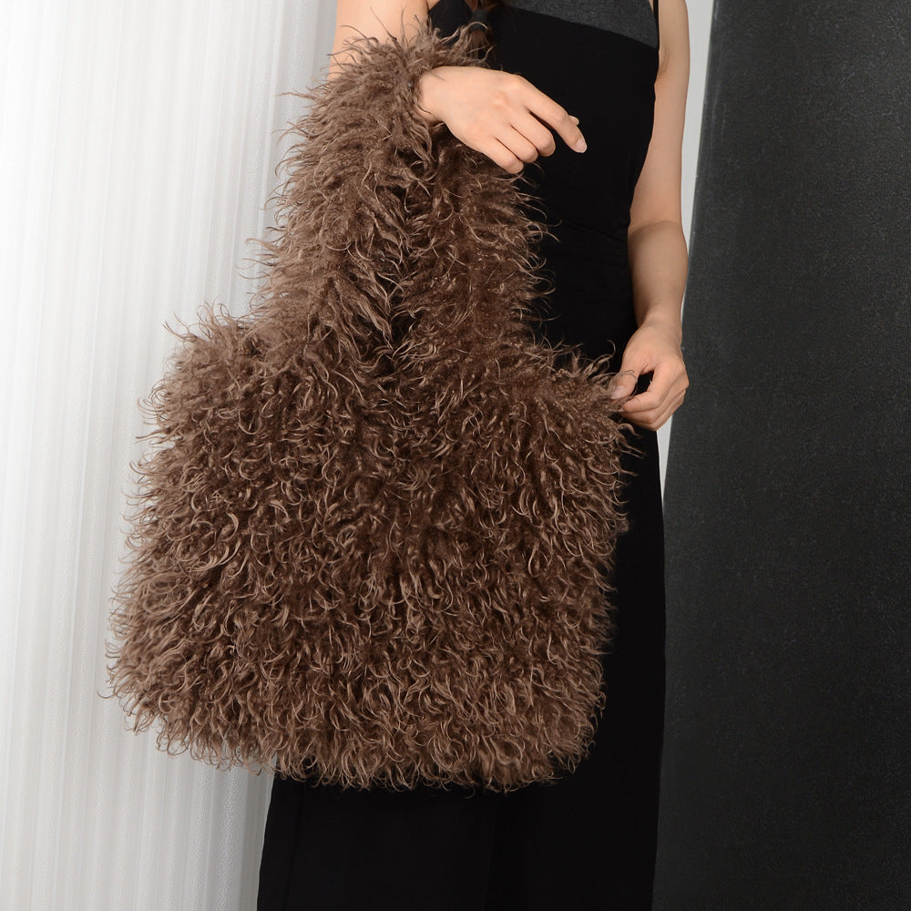 Faux Fur Beach Wool Plush Bag