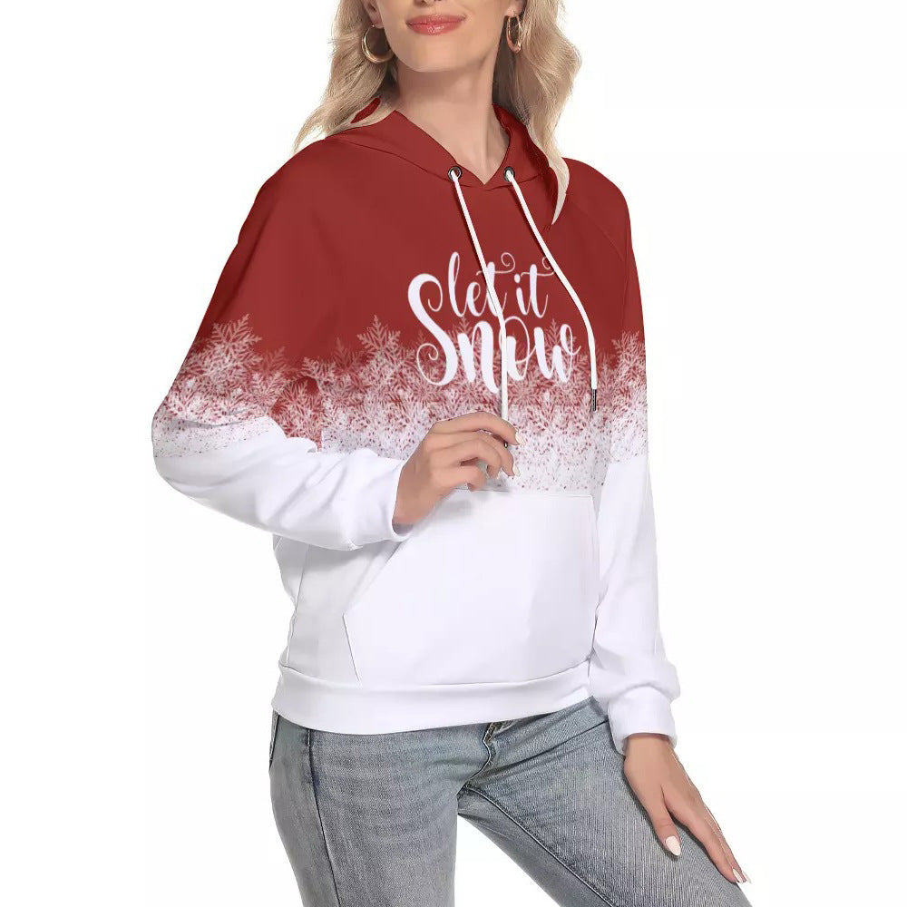 Snowflake Gradient Print Raglan Sleeve Hoodie Sweatshirt