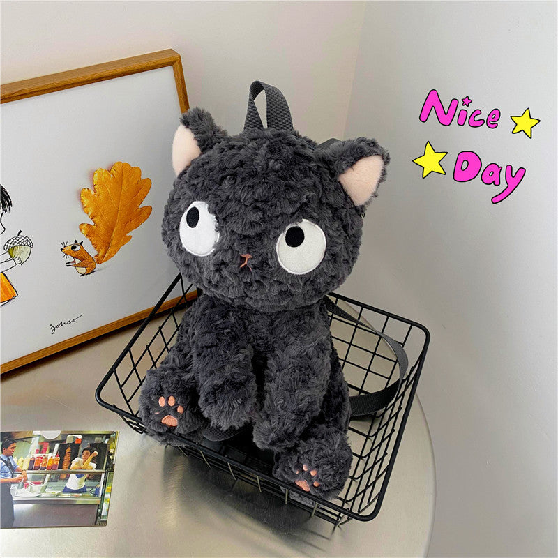 Black Cat Doll Plush Backpack Bags