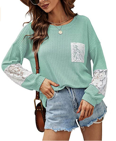 Lace Casual Women's Loose Patchwork Easy Matching Knitwear Women