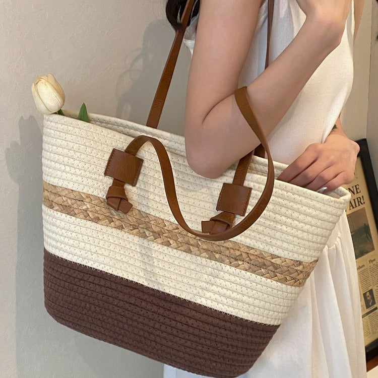 Seaside Luxe Straw Shoulder Bag