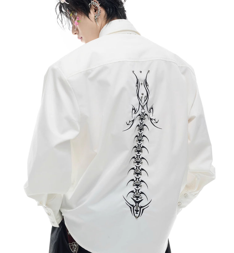Niche Deconstruction Backbone Embroidered Tie Shirt