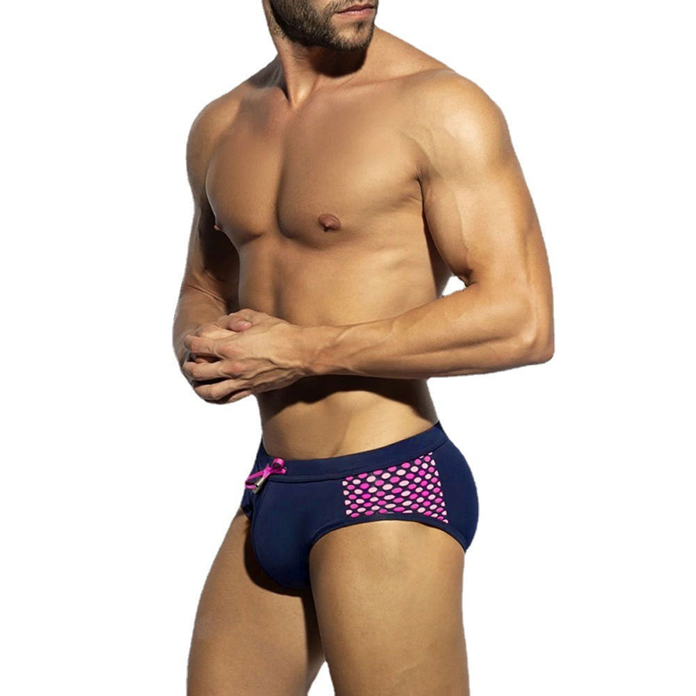 Sexy Close-fitting Swim Briefs Polka Dot Stitching Sports Beach Pants