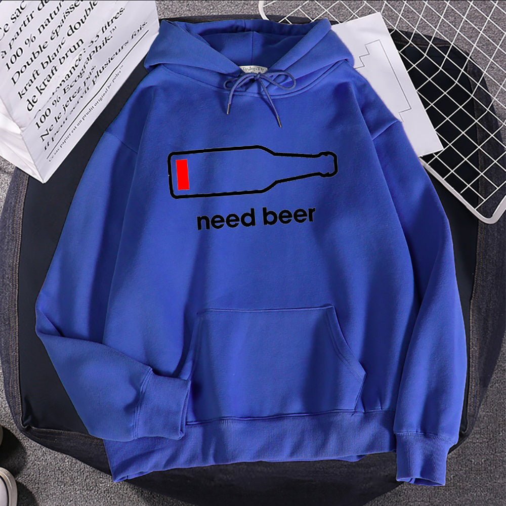 Breathable Casual Women's Hoodie Sweatshirt With Beer Print