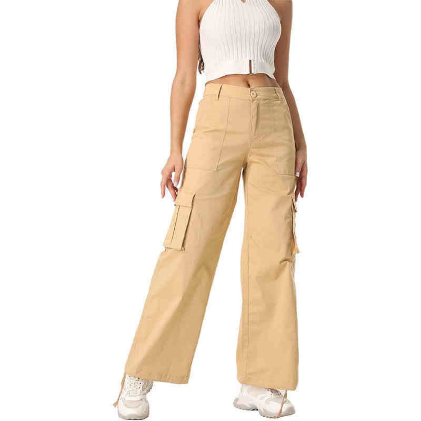 Wide Leg High Waist Casual Pants For Women