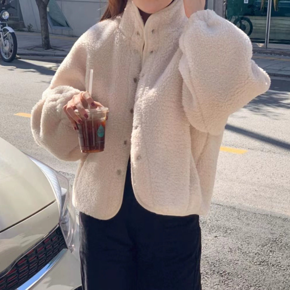 Loose Lamb Wool Long Sleeve Coat