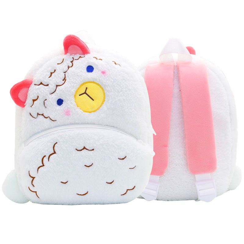 Children School Backpack Cartoon Rainbow Design Soft Plush Material For Toddler Baby Girls Kindergarten Kids School Bags