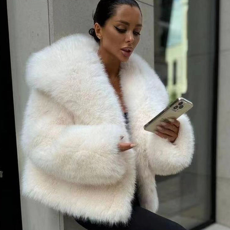 Women's Fluffy Casual Fox Fur Jacket Women's Clothing