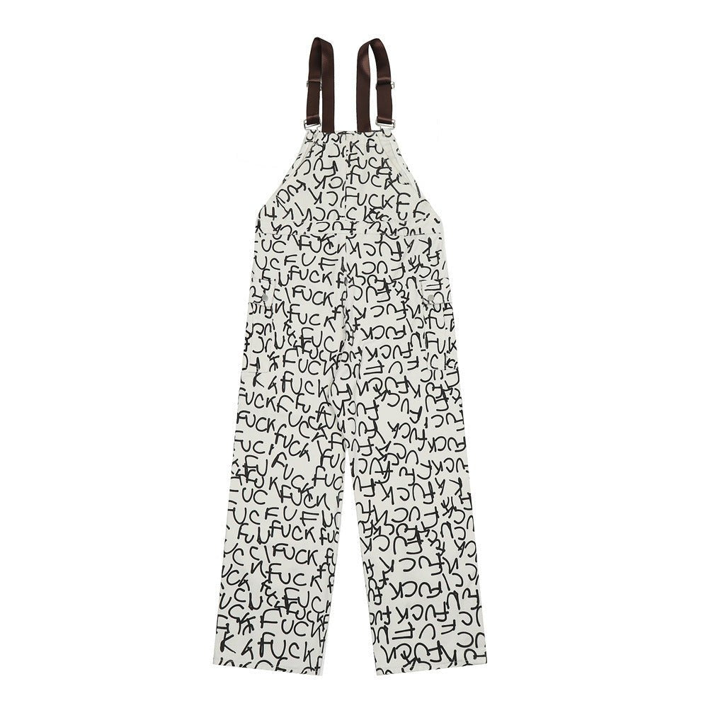 Letter Denim Working Bib Top Pants Men - BAGMODA