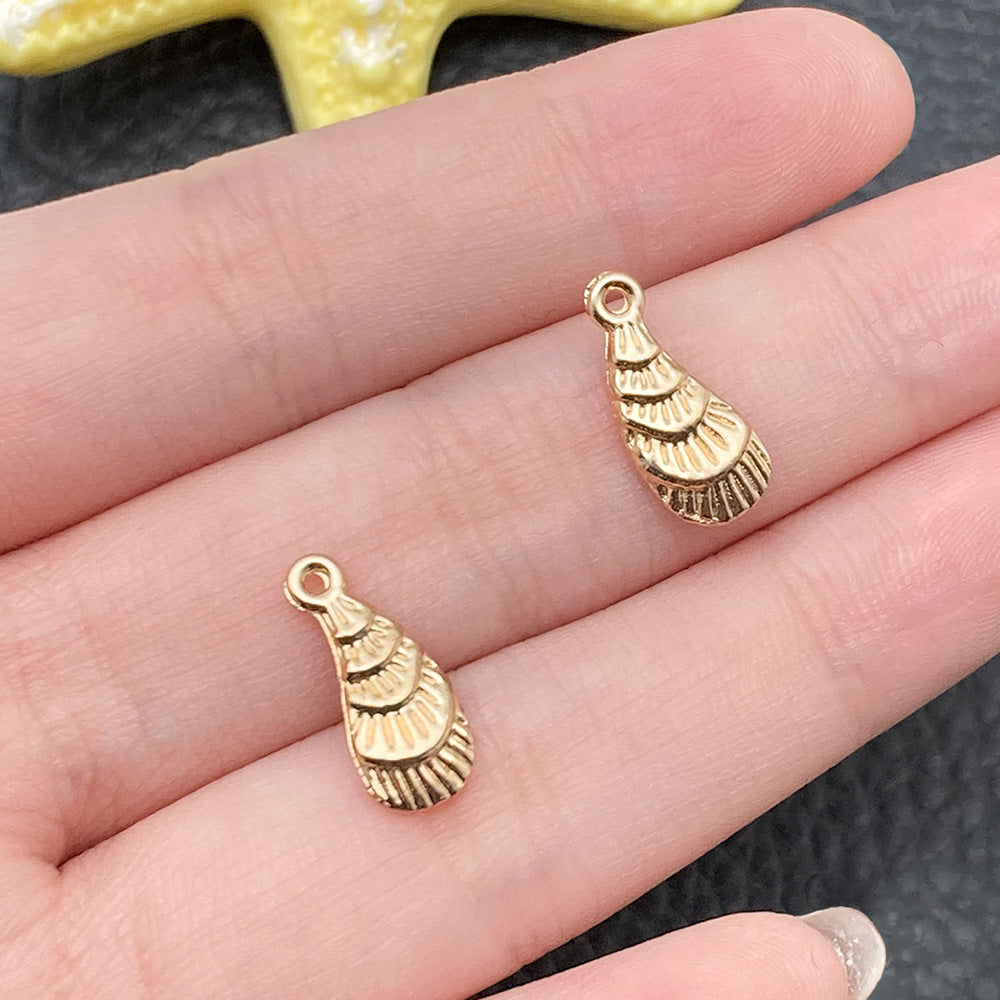 Gold Marine Life Starfish Conch Alloy Pendant DIY Bracelet Earring Ornament Pendant