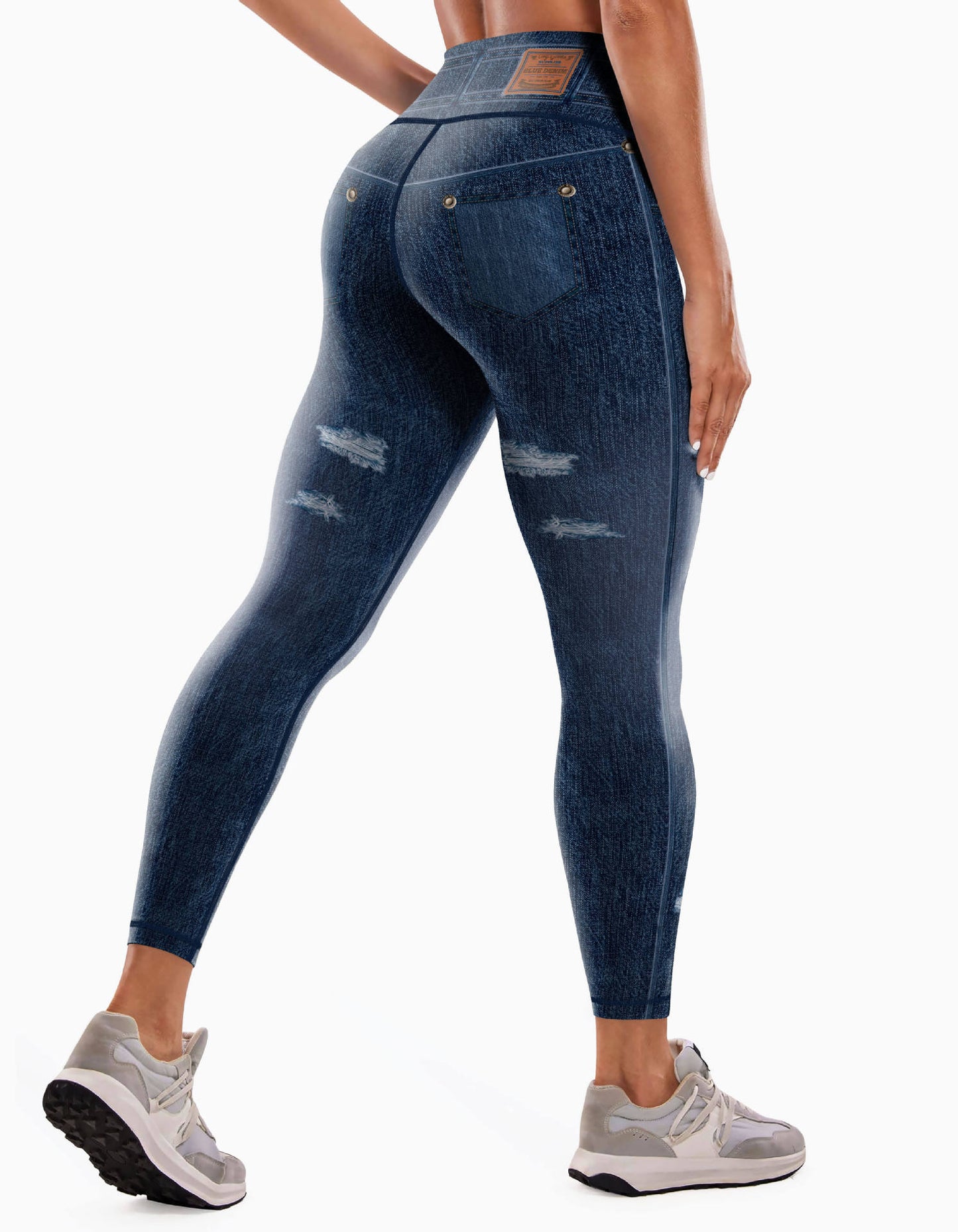 Pantalones de yoga con estampado de mezclilla para mujer