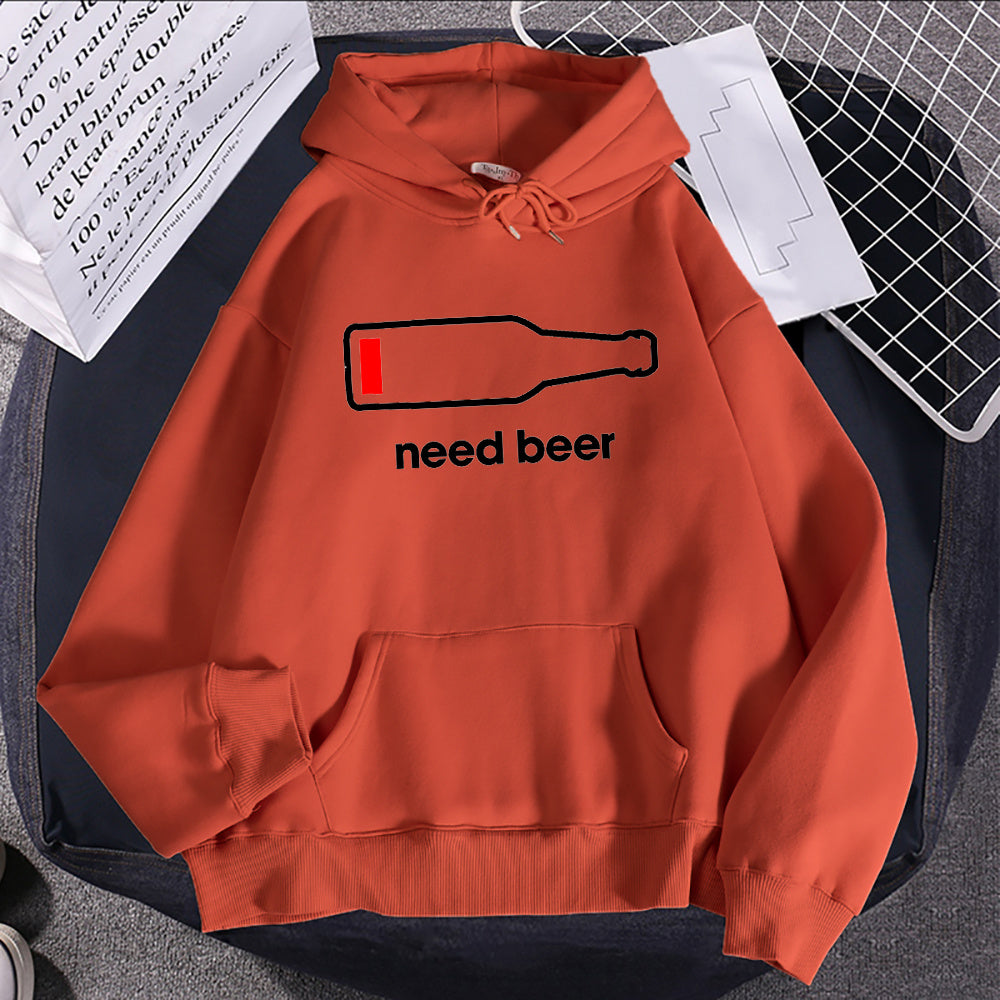 Breathable Casual Women's Hoodie Sweatshirt With Beer Print