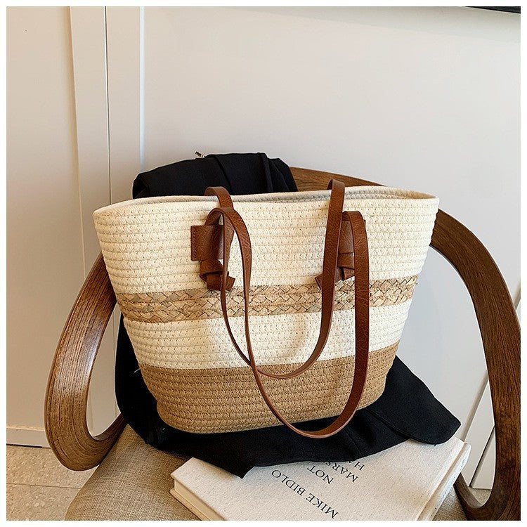 Seaside Luxe Straw Shoulder Bag