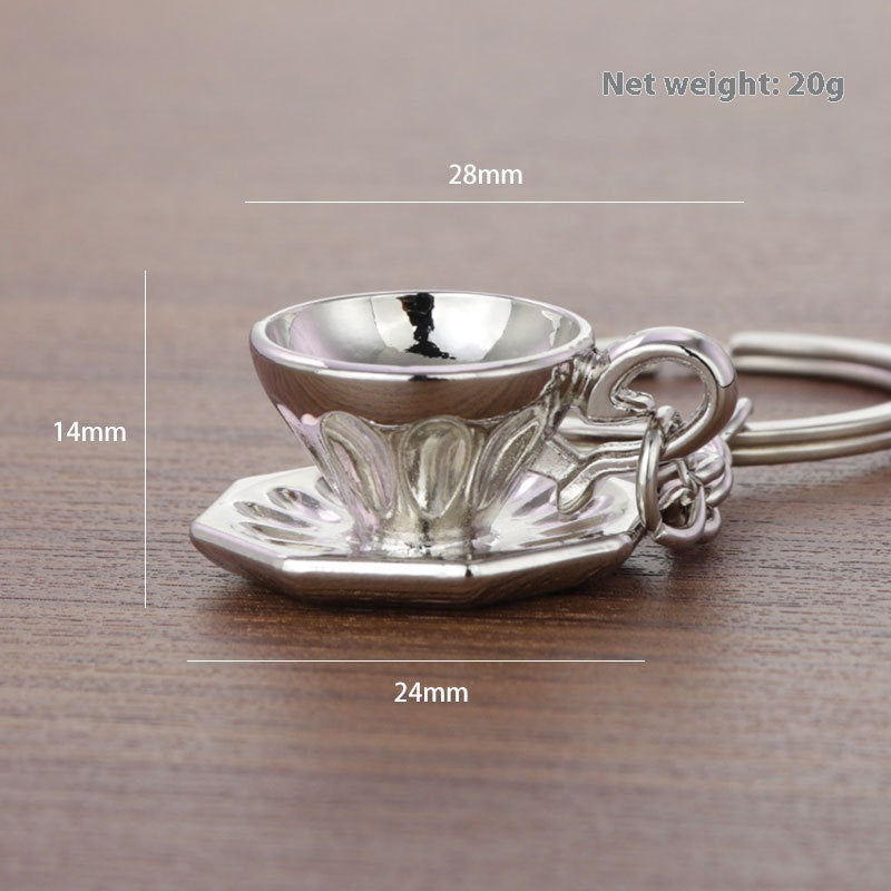 3D Coffee Keychain Metal Car Key Pendant