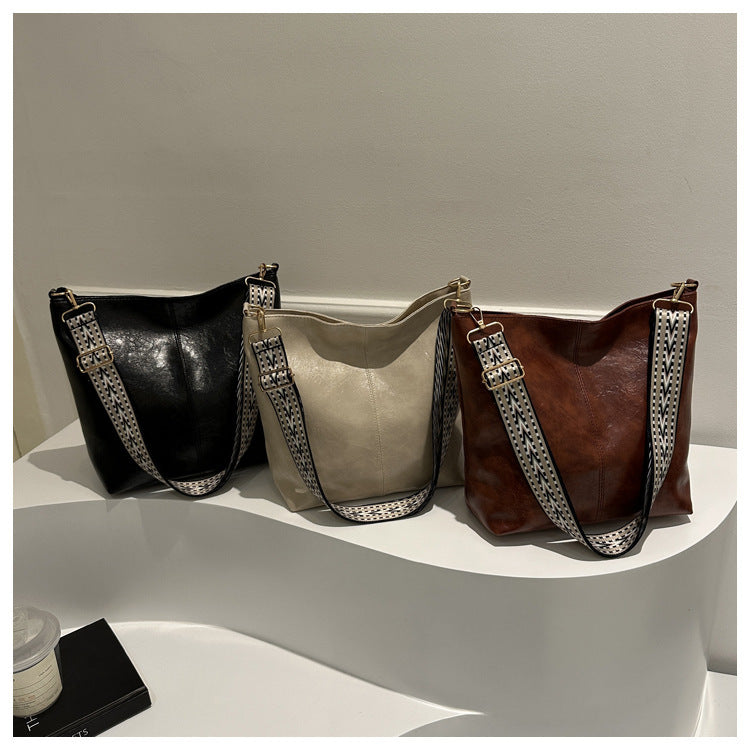 Casual Wide-Strap Shoulder Tote