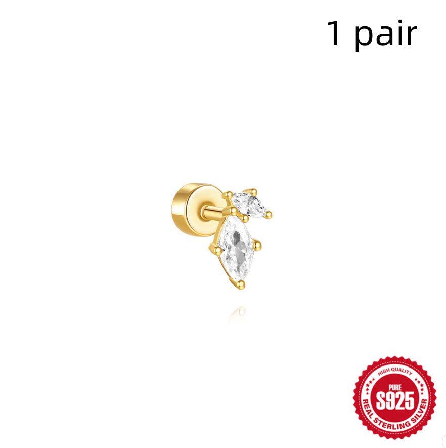 S925 Sterling Silver Flat Column Thread Piercing Ear Bone Stud