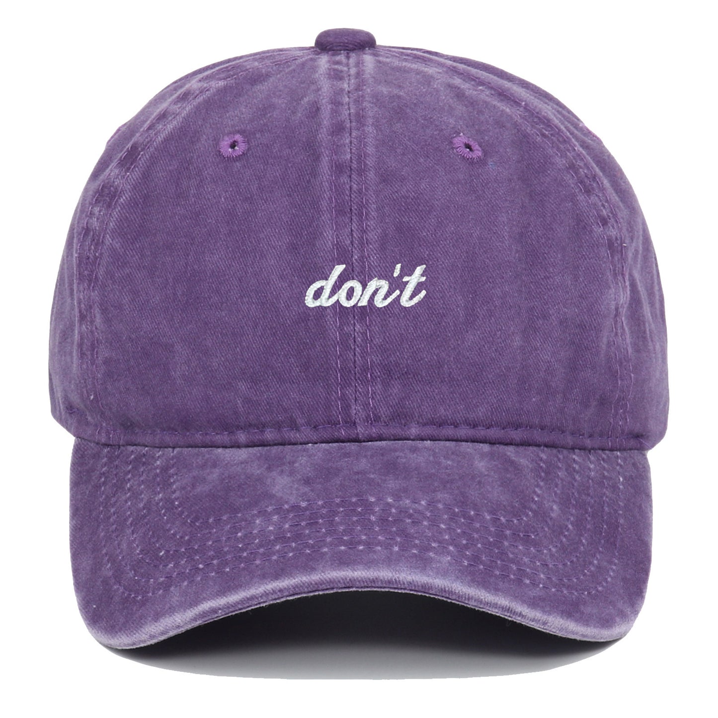 Letter Don't Embroidered Washed Old Soft Top Baseball Cap