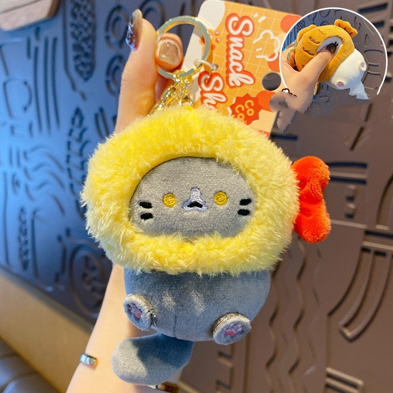 Plush Cocoa Cat Snack House Keychain Cute Doll