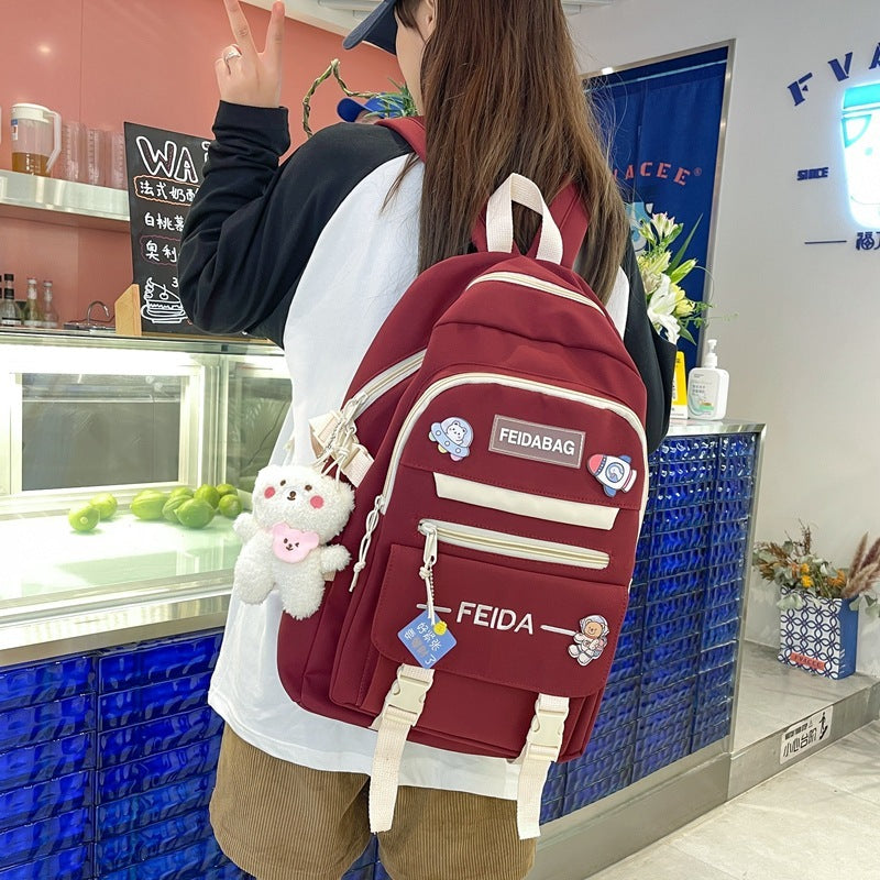 Elegant Mori Leisure Backpack Large Capacity Early High School Student Schoolbag