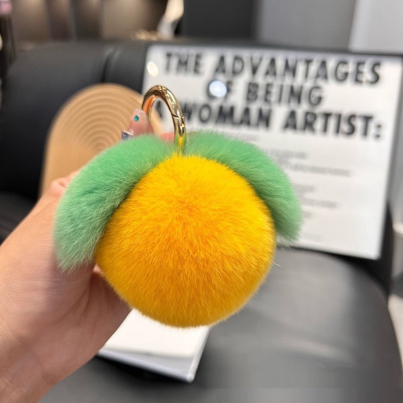 Peach Car Key Ring Pendant Plush Hang Decorations