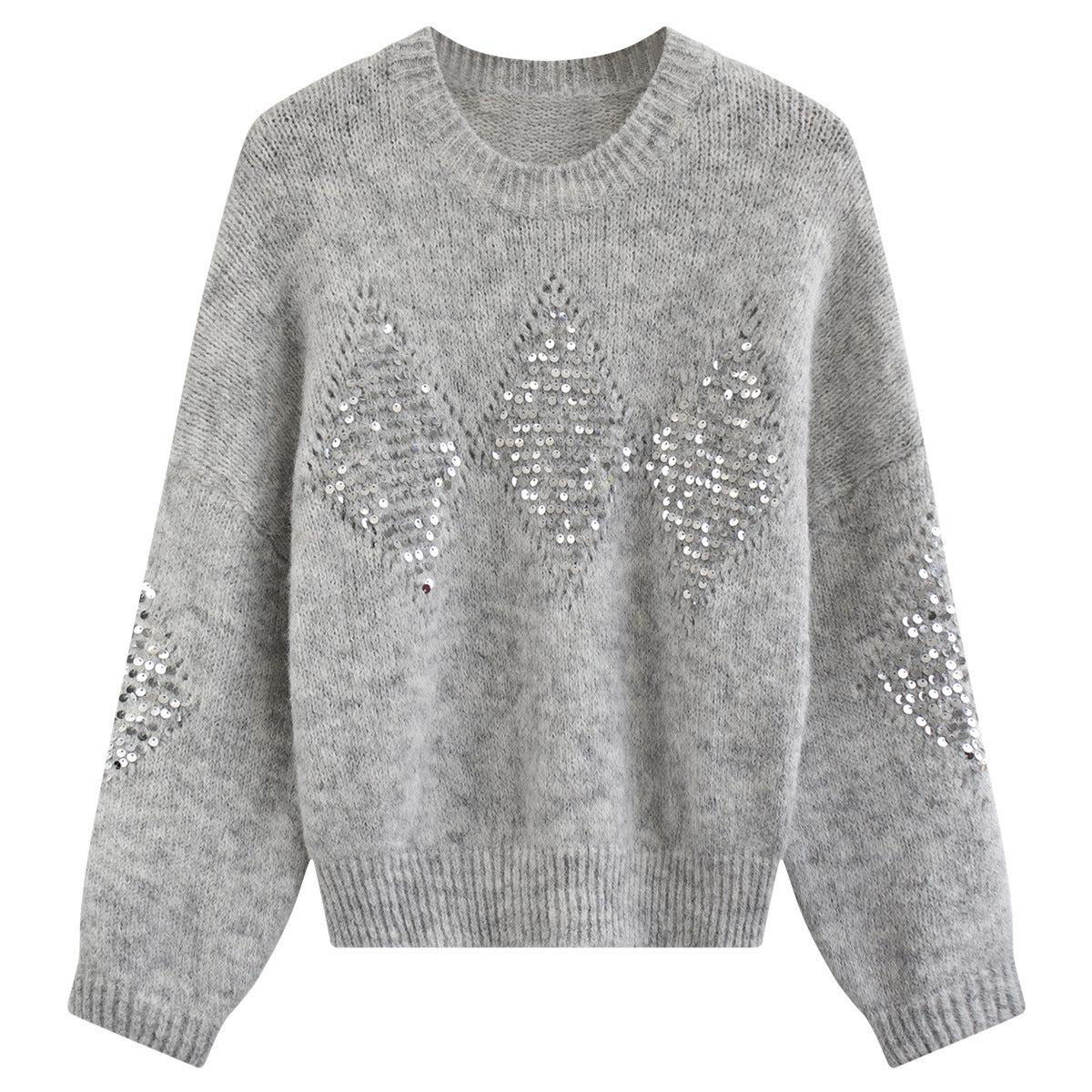 Heavy Embroidery Sequins Loose Sweater Idle Style Loose Outerwear Knitwear