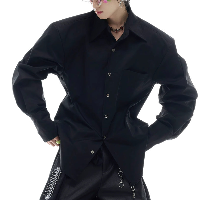 Niche Deconstruction Backbone Embroidered Tie Shirt