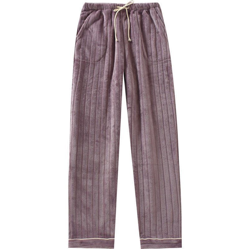 Couple Flannel Home Pants Trousers Thick Coral Fleece Warm Pants Men Plus Size Pants - BAGMODA