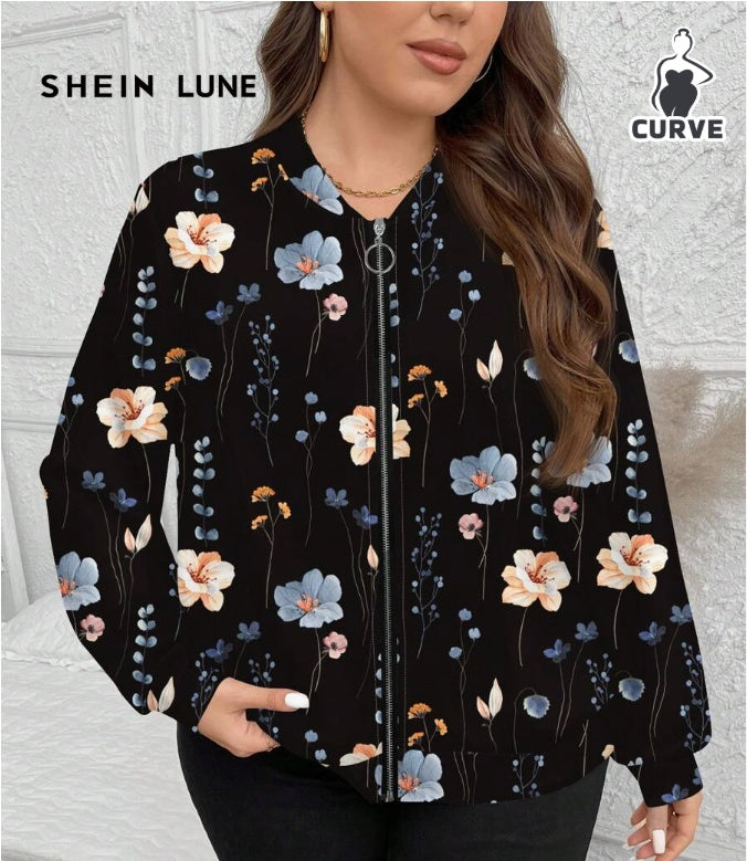 Size Casual Retro Floral Pattern Jacket, Suitable For Spring Outings Autumn And Winter