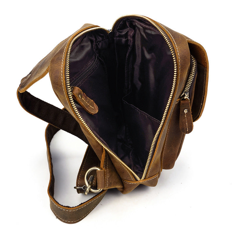 Men's Leather Chest Sports Bag