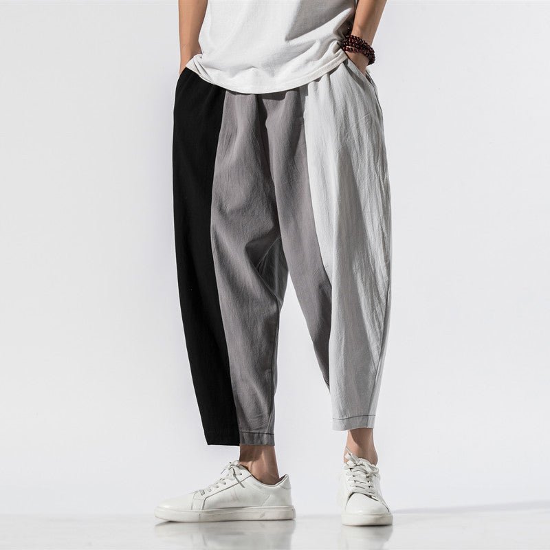 Japanese Trend Color Contrast Striped Harem Pants Men - BAGMODA
