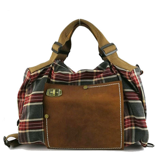 Large Red Checked Backpack