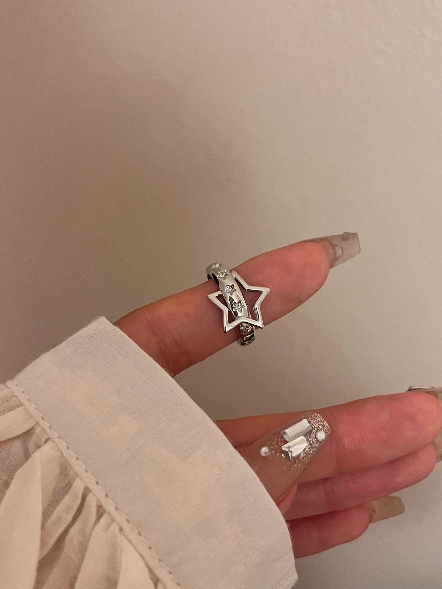 Retro Five-pointed Star Moon Hip Hop Fashion Personality High Sense Ring