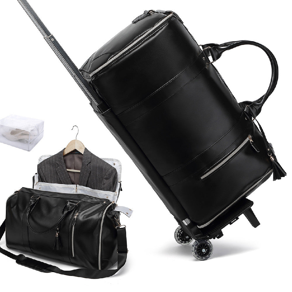 Lengthened Foldable Trolley Large Capacity Suit Bag Full Black New Travel Bag