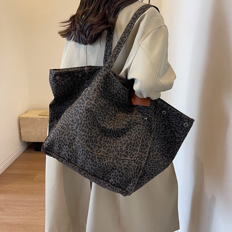 Leopard Print Canvas Tote Bag