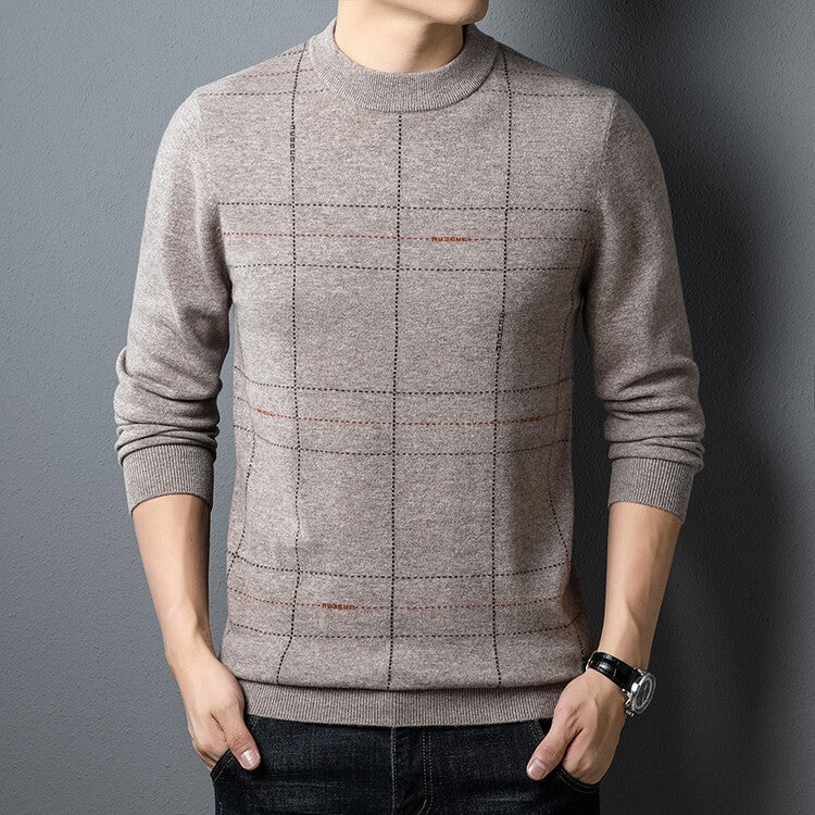 Abrigo de lana pura con cuello semi-alto acolchado para hombre
