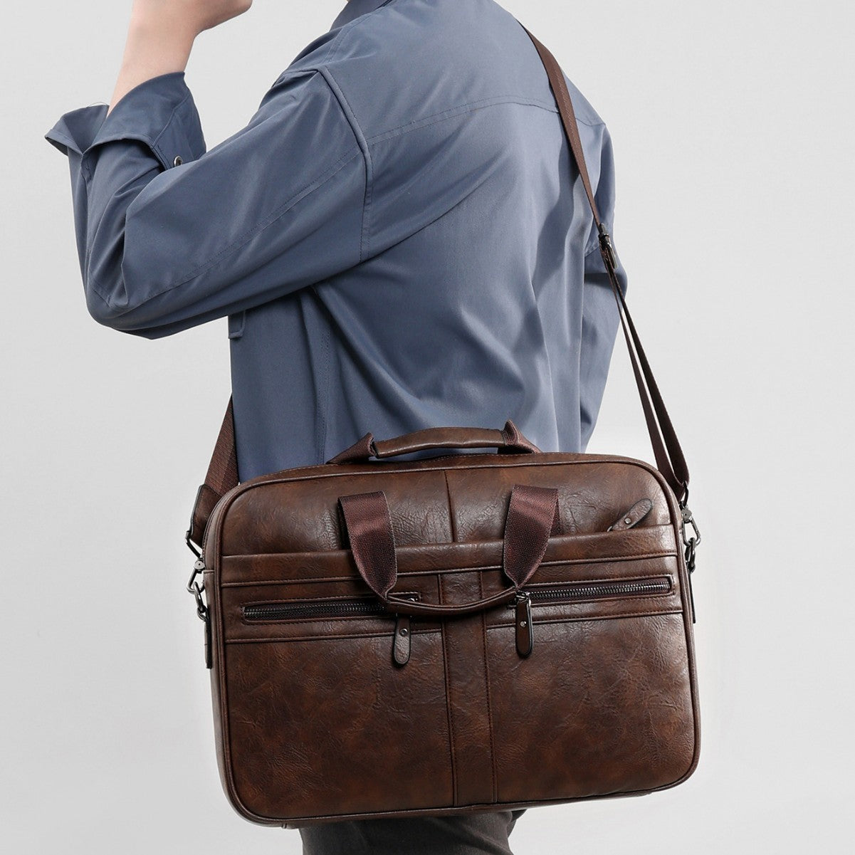 Retro Crazy Horse Pattern Briefcase