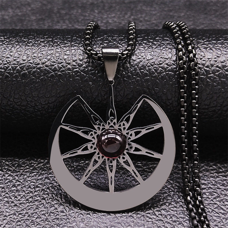 Simple Moon And Star Pendant Necklace Stainless Steel