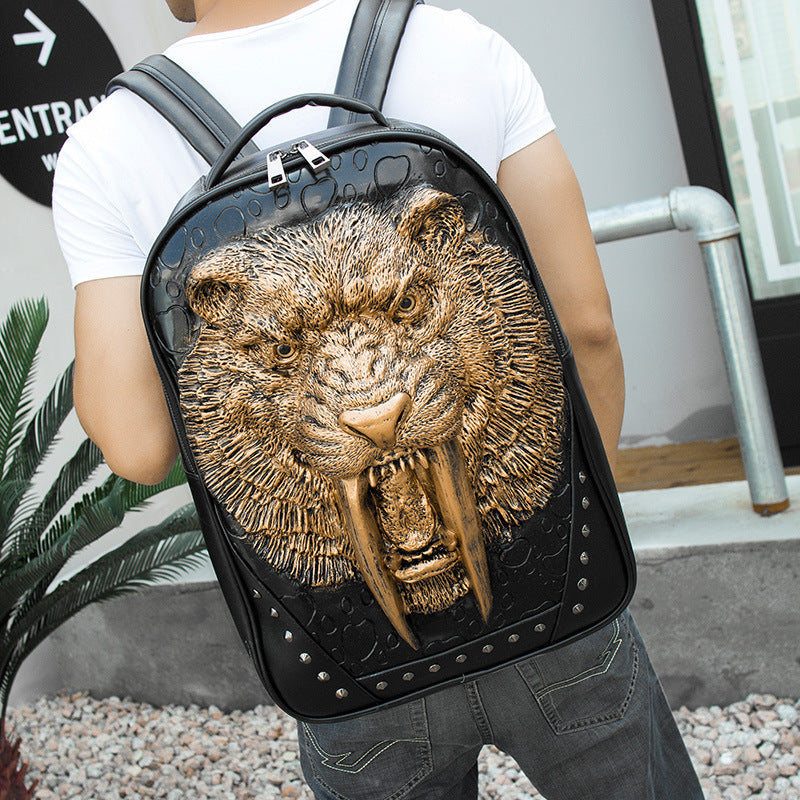 Embossed Three-dimensional Tiger Head Backpack
