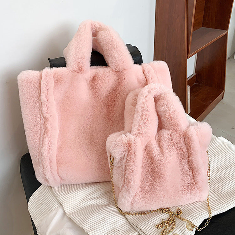 Wintertaschen Kette Plüsch Totes Bag