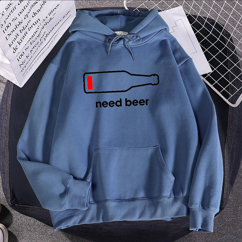 Breathable Casual Women's Hoodie Sweatshirt With Beer Print