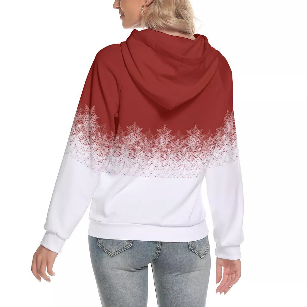 Snowflake Gradient Print Raglan Sleeve Hoodie Sweatshirt